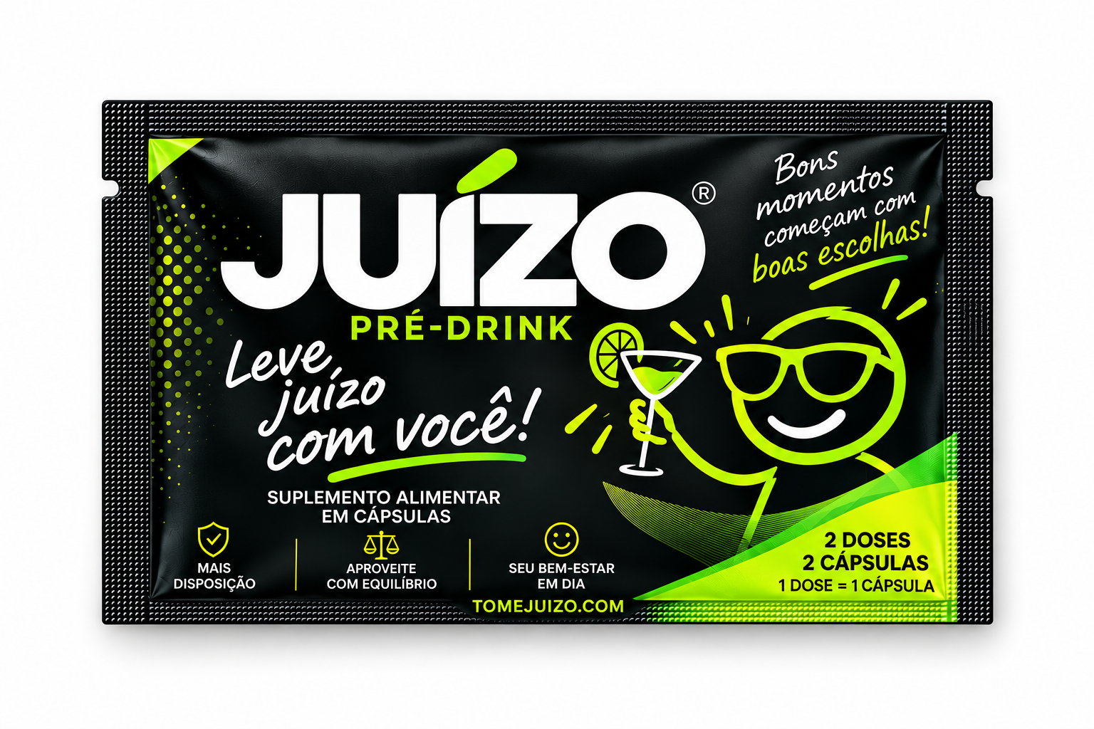 Sachê JUÍZO Pré Drink com 2 doses e 2 cápsulas